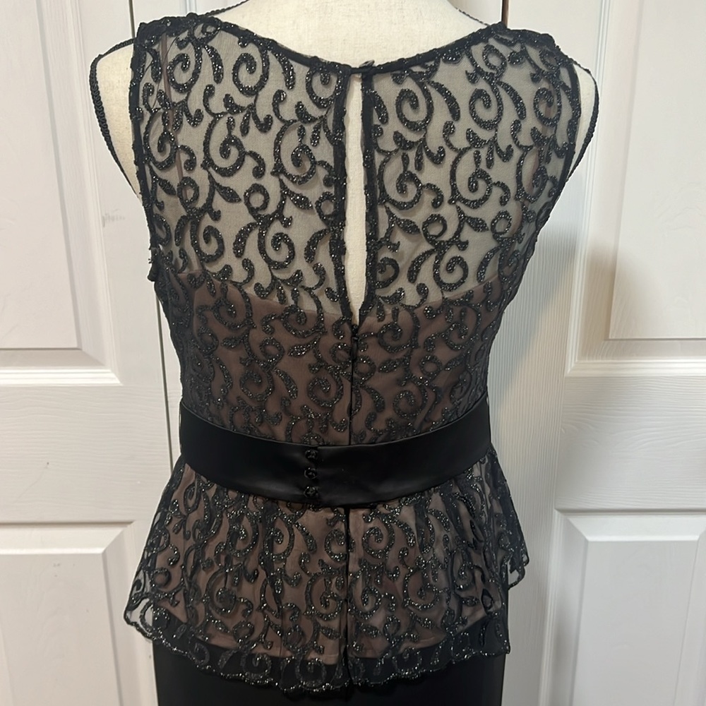 Ignite Evenings, Carolyn Black beaded peplum floor length formal gown women’s 6 - Picture 5 of 10